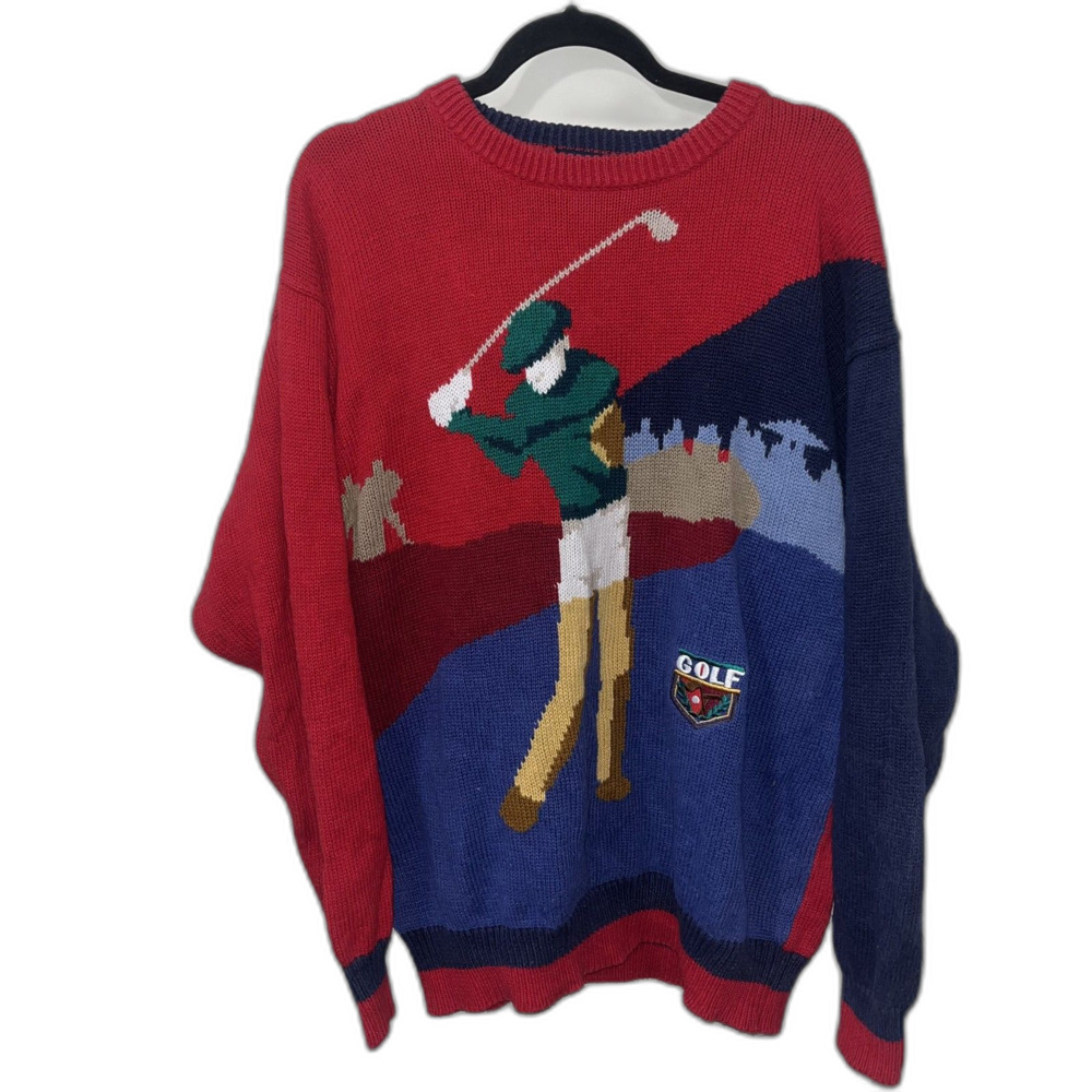Vintage 90s Par Four Golf Knit Pullover Sweater Large